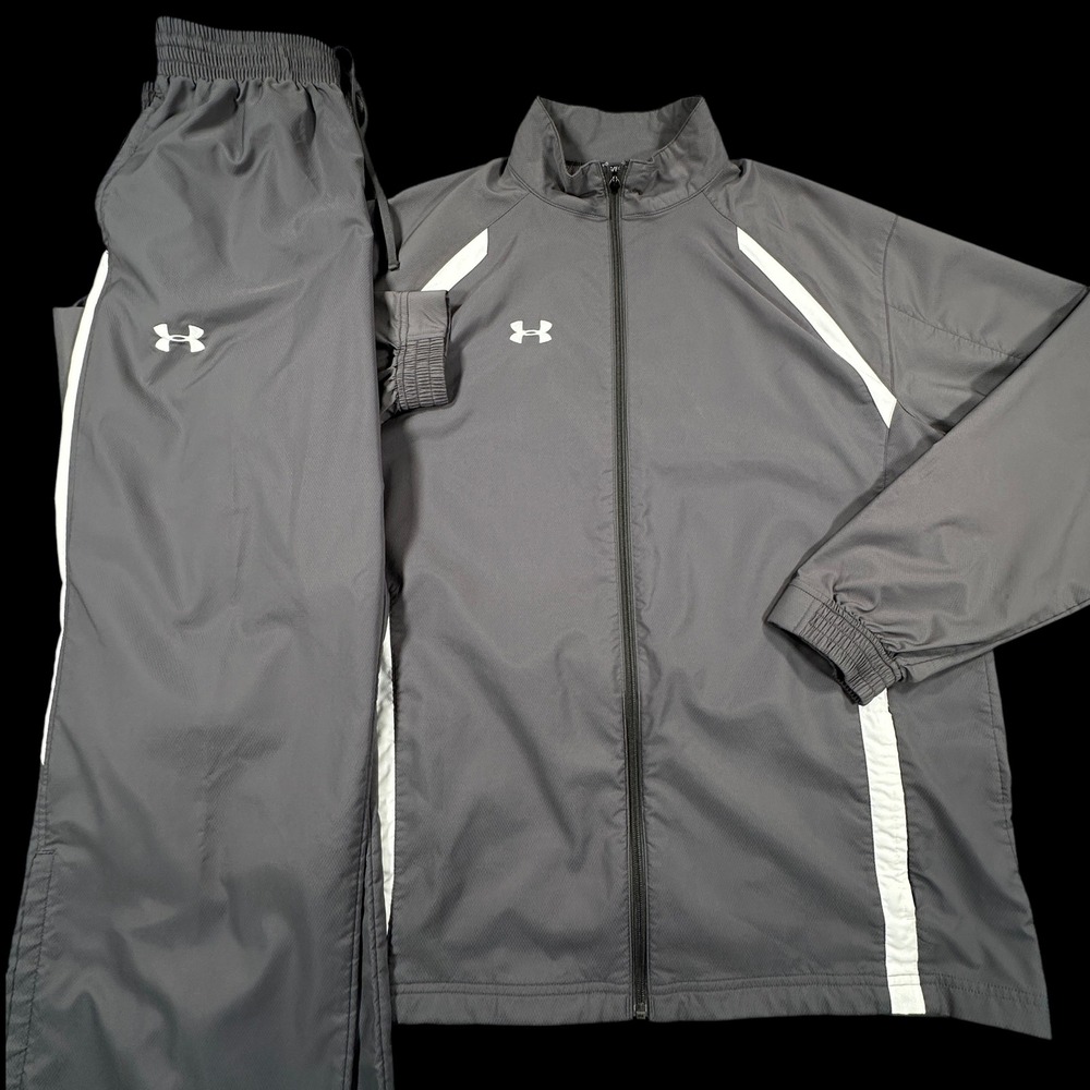 Under Armour Undeniable II Tracksuit Set Mens XL Gray Full Zip Jacket & Pants